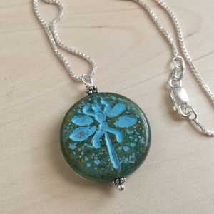 Sea green & turquoise Dragonfly Necklace